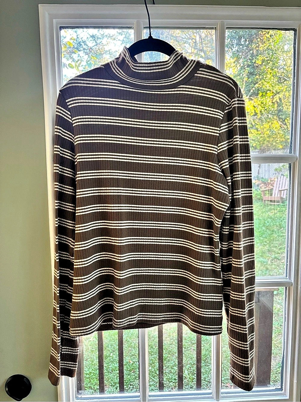 Maeve Striped Turtleneck Brown & White Size Large